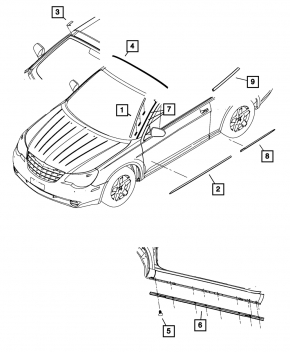 Порог правый Chrysler 200 11-14