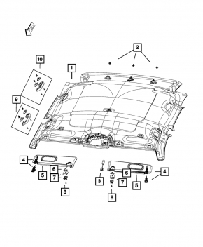 Обшивка потолка Jeep Compass 19-21 без люка, серая