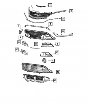 Эмблема решетки радиатора grill Chrysler 200 15-17 хром