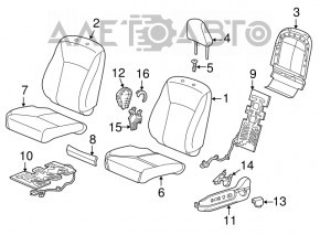 Водительское сидение Honda Accord 13-15 без airbag, кожа беж