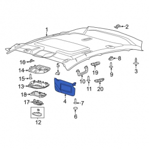 Козырек правый Ford Focus mk3 11-18 2 фонаря серый, без крючка