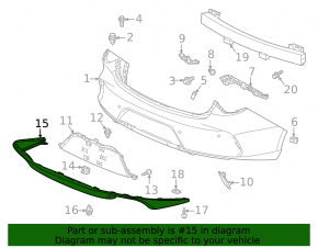 Губа заднего бампера Acura TLX 21-25 Without type s