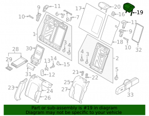 Подголовник 2 ряда левый Audi A3 8V 15-20 4d, 5d, кожа, черный
