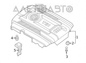 Capac motor pentru VW Tiguan 18-24, bucșe de montare lipsă, zgârieturi