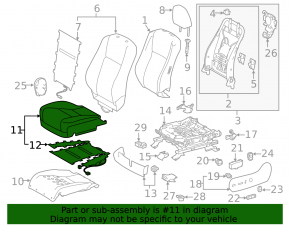 Водительское сидение Toyota Highlander 14-18 без airbag, ткань черн