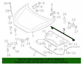 Уплотнитель капота задний Hyundai Tucson 16-21