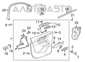 Обшивка двери карточка передняя левая GMC Terrain 18-20 кожа черная, Bose