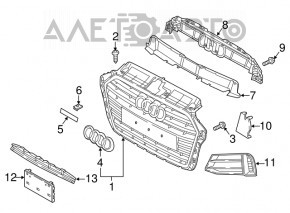 Заглушка решетки радиатора левая Audi A3 8V 17-20