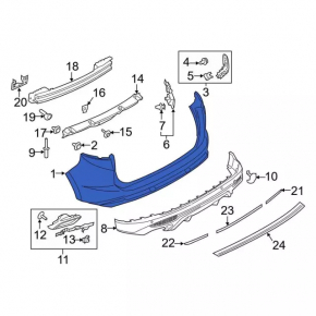 Bara spate goală Ford Edge 15-18 pre-restilizare fără senzori de parcare, gri