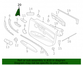 Заглушка бокового зеркала передняя правая BMW 4 F32/33/36 14-20 под динамик