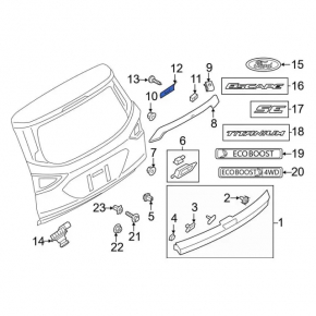 Накладка молдинга двери багажника Ford Escape MK3 17-19 под камеру, 2 части