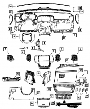Торпедо передняя панель без AIRBAG Jeep Grand Cherokee WK2 11-13
