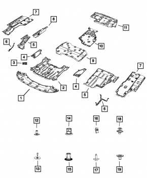 Защита днища передняя правая Chrysler Pacifica 17-26 FWD