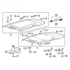 Plafoniera central dreapta Ford Edge 15-24 gri