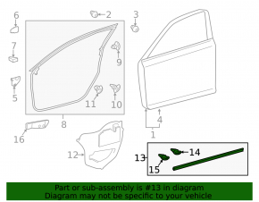 Уплотнитель двери передней правой нижний Lexus CT200h 11-17
