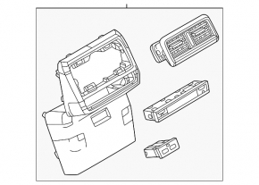 Ornamente consolei centrale spate negre pentru Mazda CX-50 23-25, cu deflector și hub USB