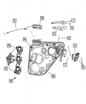 Панель двери внутренняя задняя левая Jeep Grand Cherokee WK2 11-22 сломана направляющая