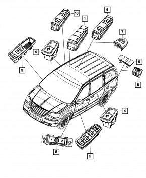Управление стеклоподъемником передним левым Dodge Grand Caravan 11-15