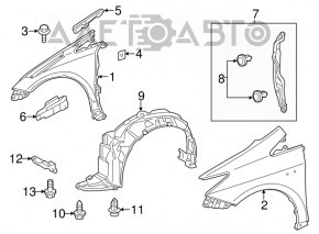 Căptușeală aripă față stânga pentru Toyota Prius V 2015-2017, ruptă