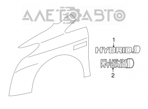 Эмблема HYBRID крыла правая Toyota Prius 30 10-15