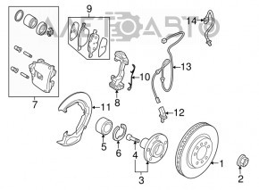 Датчик ABS передний левый Mazda3 2.3 03-08