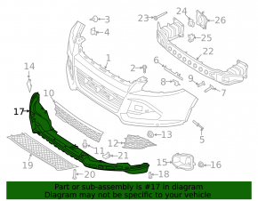 Губа переднего бампера Ford Escape MK3 13-16 дорест