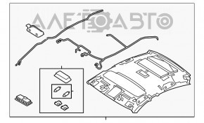Обшивка потолка Mazda 6 18-21 без люка с задним галоген плафоном, серая