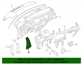 Ornament panou frontal, lateral, dreapta, Nissan Murano 25-26, negru