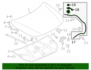 Трос открытия замка капота Subaru Outback 15-19 без ручки