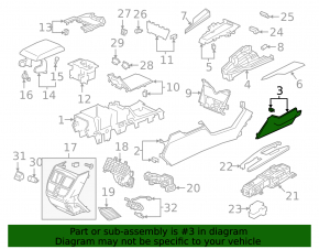 Ornament consolă centrală dreapta pentru Honda Clarity 18-21 USA, negru, uzat