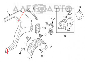 Подкрылок задний правый VW Golf 15-17