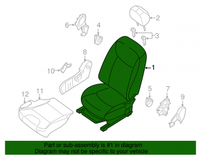 Пассажирское сидение Nissan Sentra 13-15 без airbag, механич, ткань черн