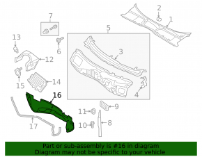 Поддон дворников металл Audi A4 B9 17-25