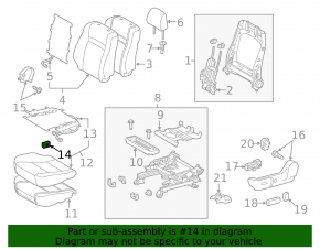 Front left seat heater module sub assembly Toyota Avalon 13-18