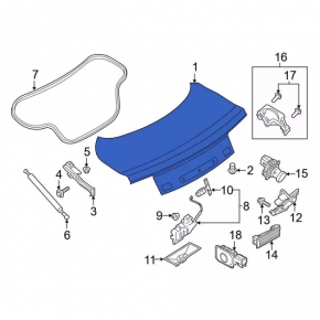 Крышка багажника Ford Mustang mk6 15-23 купе под спойлер