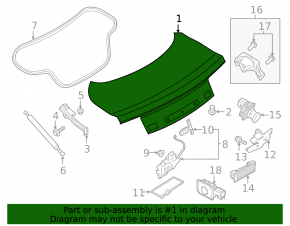 Крышка багажника Ford Mustang mk6 15-23 купе под спойлер