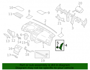 Накладка передней панели боковая левая Subaru Forester 14-18 SJ черная