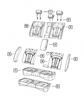 Задний ряд сидений 2 ряд Chrysler 200 15-17 кожа черн