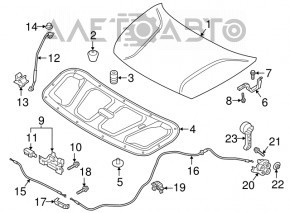 Кронштейн опоры капота Kia Forte 4d 14-18