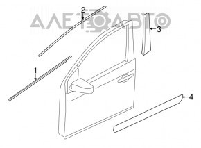 Ornamente geam ușă, central față dreapta, Nissan Rogue Sport 17-22, cromat, element de fixare rupt