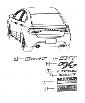 Эмблема DART крышки багажника Dodge Dart 13-16