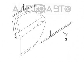 Молдинг двери верхний задний левый Kia Optima 11-16 хром