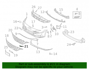 Накладка решетки радиатора grill правая Hyundai Elantra 21-23 черная, N model