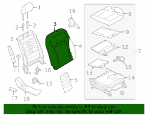 Пассажирское сидение Subaru Outback 15-17 без airbag, ткань черн