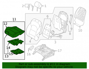 Водительское сидение Hyundai Tucson 19-21 без airbag, электрическое, подогрев, ткань черная