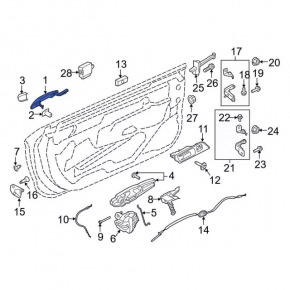 Ручка двери внутренняя передняя левая Ford Mustang mk6 15-17 без памяти