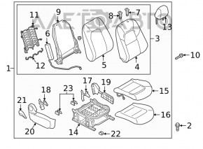 Пассажирское сидение Mazda CX-5 17-18 без airbag, кожа черная, вставка алькантара, механическое с подогревом, контакт с водой, примято, под химчистку