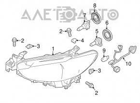 Фара передняя левая Mazda 6 14-17 usa галоген