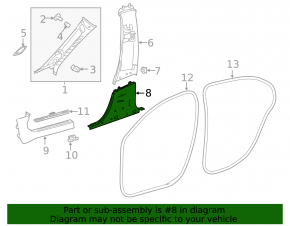Ornamente montan central negru Mercedes Clasa A V177 19-22, stânga jos, zgârieturi