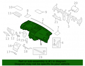 Торпедо передняя панель без AIRBAG Subaru Forester 14-15 SJ черная